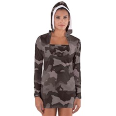 Background For Scrapbooking Or Other Camouflage Patterns Beige And Brown Women s Long Sleeve Hooded T-shirt by Nexatart