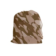 Background For Scrapbooking Or Other Beige And Brown Camouflage Patterns Drawstring Pouches (large)  by Nexatart