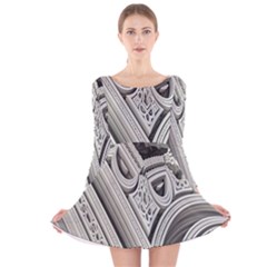 Arches Fractal Chaos Church Arch Long Sleeve Velvet Skater Dress by Nexatart