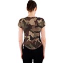 Background For Scrapbooking Or Other Camouflage Patterns Beige And Brown Crew Neck Crop Top View2