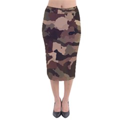 Background For Scrapbooking Or Other Camouflage Patterns Beige And Brown Velvet Midi Pencil Skirt by Nexatart