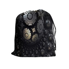 Fractal Sphere Steel 3d Structures Drawstring Pouches (extra Large) by Nexatart