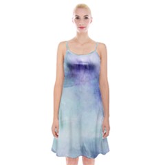 Blue Hipster Pattern Spaghetti Strap Velvet Dress by Brittlevirginclothing
