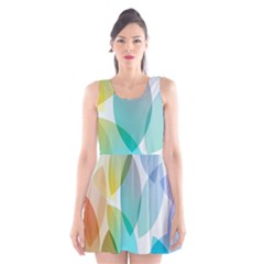 Rainbow Feather Scoop Neck Skater Dress by Brittlevirginclothing