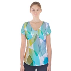 Rainbow Feather Short Sleeve Front Detail Top by Brittlevirginclothing