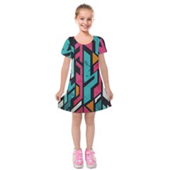 Bohemian Pattern Kids  Short Sleeve Velvet Dress by Brittlevirginclothing