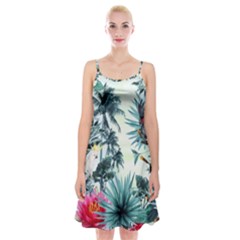 Grey Flowers Spaghetti Strap Velvet Dress by Brittlevirginclothing