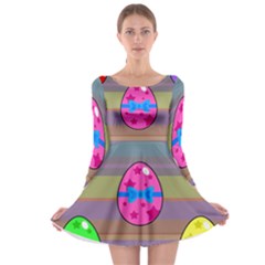 Holidays Occasions Easter Eggs Long Sleeve Skater Dress by Nexatart