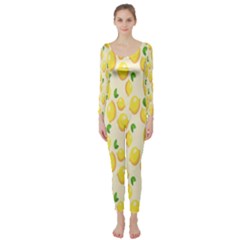 Pattern Template Lemons Yellow Long Sleeve Catsuit by Nexatart