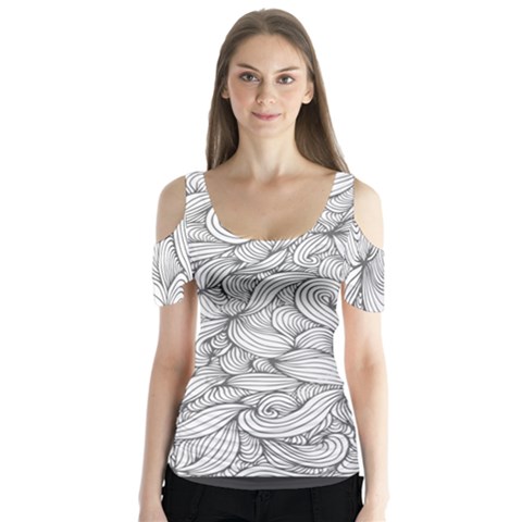 White Knot Dress Bohemian Butterfly Sleeve Cutout Tee  by Brittlevirginclothing