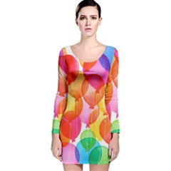Rainbow Balloon Long Sleeve Velvet Bodycon Dress by Brittlevirginclothing