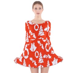 Backdrop Background Card Christmas Long Sleeve Velvet Skater Dress by Nexatart