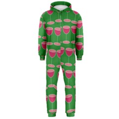 Wine Red Champagne Glass Red Wine Hooded Jumpsuit (men)  by Nexatart