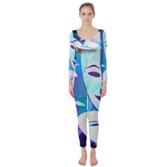 Abstract Mask Artwork Digital Art Long Sleeve Catsuit by Nexatart