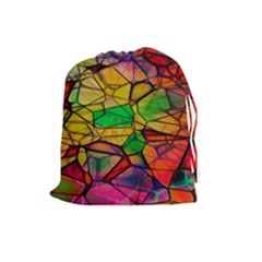 Abstract Squares Triangle Polygon Drawstring Pouches (large)  by Nexatart
