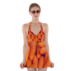Carrots Vegetables Market Halter Swimsuit Dress by Nexatart