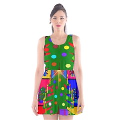 Christmas Ornaments Advent Ball Scoop Neck Skater Dress by Nexatart