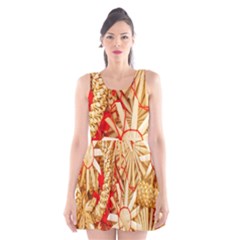 Christmas Straw Xmas Gold Scoop Neck Skater Dress by Nexatart