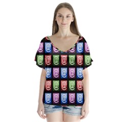 Email At Internet Computer Web Flutter Sleeve Top by Nexatart
