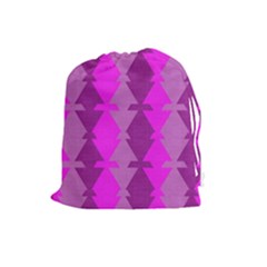Fabric Textile Design Purple Pink Drawstring Pouches (large)  by Nexatart