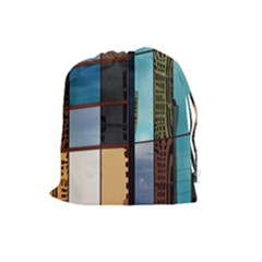 Glass Facade Colorful Architecture Drawstring Pouches (large)  by Nexatart
