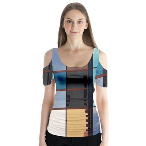 Glass Facade Colorful Architecture Butterfly Sleeve Cutout Tee  by Nexatart