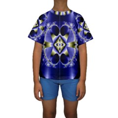 Fractal Fantasy Blue Beauty Kids  Short Sleeve Swimwear by Nexatart
