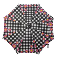 Floral Plaid Pattern Hook Handle Umbrellas (small) by Valentinaart