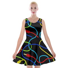 Audio Cables  Velvet Skater Dress by Valentinaart