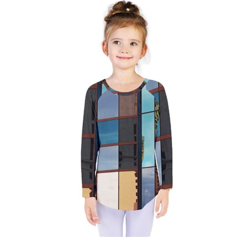 Glass Facade Colorful Architecture Kids  Long Sleeve Tee by Nexatart