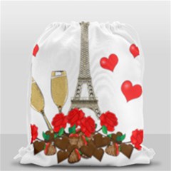 Romance In Paris Drawstring Bag (small) by Valentinaart