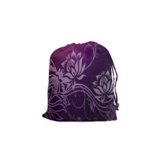 Purple Lotus Drawstring Pouches (small)  by Nexatart