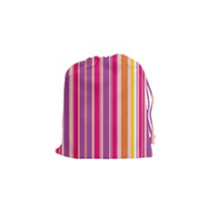 Stripes Colorful Background Pattern Drawstring Pouches (small)  by Nexatart