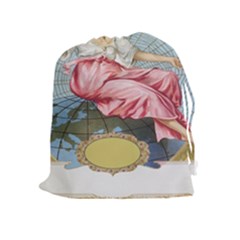 Vintage Art Collage Lady Fabrics Drawstring Pouches (extra Large) by Nexatart