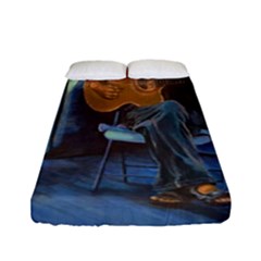 Man And His Guitar Fitted Sheet (full/ Double Size) by digitaldivadesigns