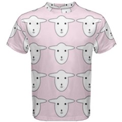 Sheep Wallpaper Pattern Pink Men s Cotton Tee by Amaryn4rt