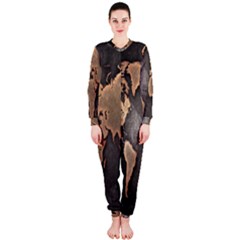 Grunge Map Of Earth Onepiece Jumpsuit (ladies)  by Amaryn4rt