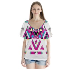 Geometric Play Flutter Sleeve Top by Amaryn4rt
