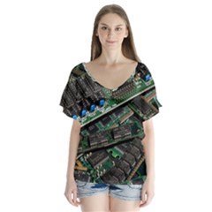 Computer Ram Tech Flutter Sleeve Top by Amaryn4rt