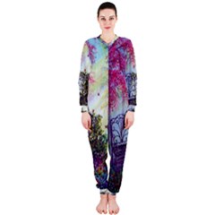 Bench In Spring Forest Onepiece Jumpsuit (ladies)  by Amaryn4rt