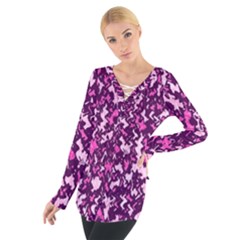 Chic Camouflage Colorful Background Women s Tie Up Tee by Simbadda