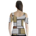 Fabric Textures Fabric Texture Vintage Blocks Rectangle Pattern Butterfly Sleeve Cutout Tee  View2