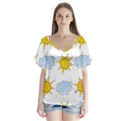 Sunshine Tech White Flutter Sleeve Top by Simbadda