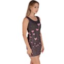 Pink Hearts On Black Background Sleeveless Bodycon Dress View3