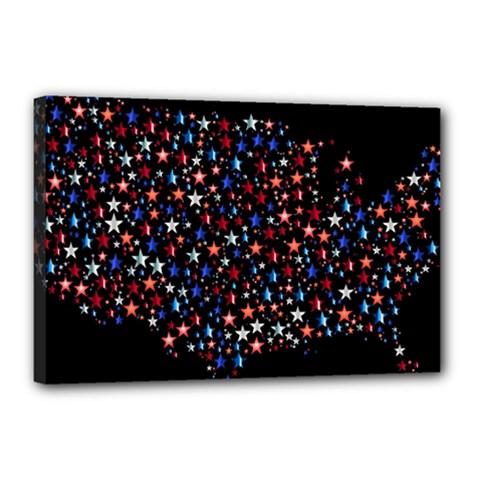 America Usa Map Stars Vector  Canvas 18  X 12  by Simbadda