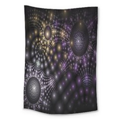 Fractal Patterns Dark Circles Large Tapestry by Simbadda