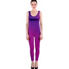 Retro Halftone Pink On Blue Onepiece Catsuit by Simbadda