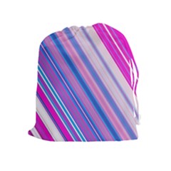 Line Obliquely Pink Drawstring Pouches (extra Large) by Simbadda