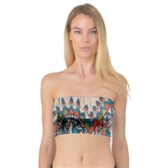 Blue Brown Cloth Design Bandeau Top by Simbadda