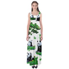 Cute Panda Cartoon Empire Waist Maxi Dress by Simbadda